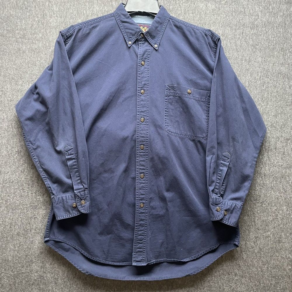 Vintage Ralph Lauren Chaps Button Down 100% Country Cotton Mens 16 32-33 blue